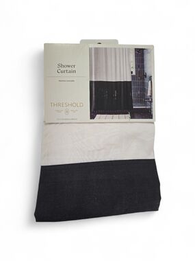 Threshold Neutral Two-Tone Black and White  Shower Curtain